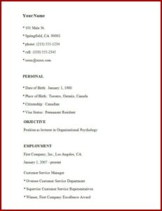 Job Resume Format Download