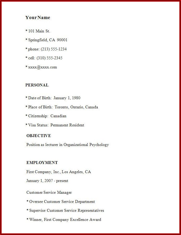 Job Resume Format Download