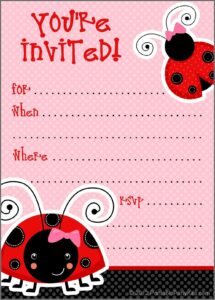 Ladybug 1st Birthday Party Invitation Templates