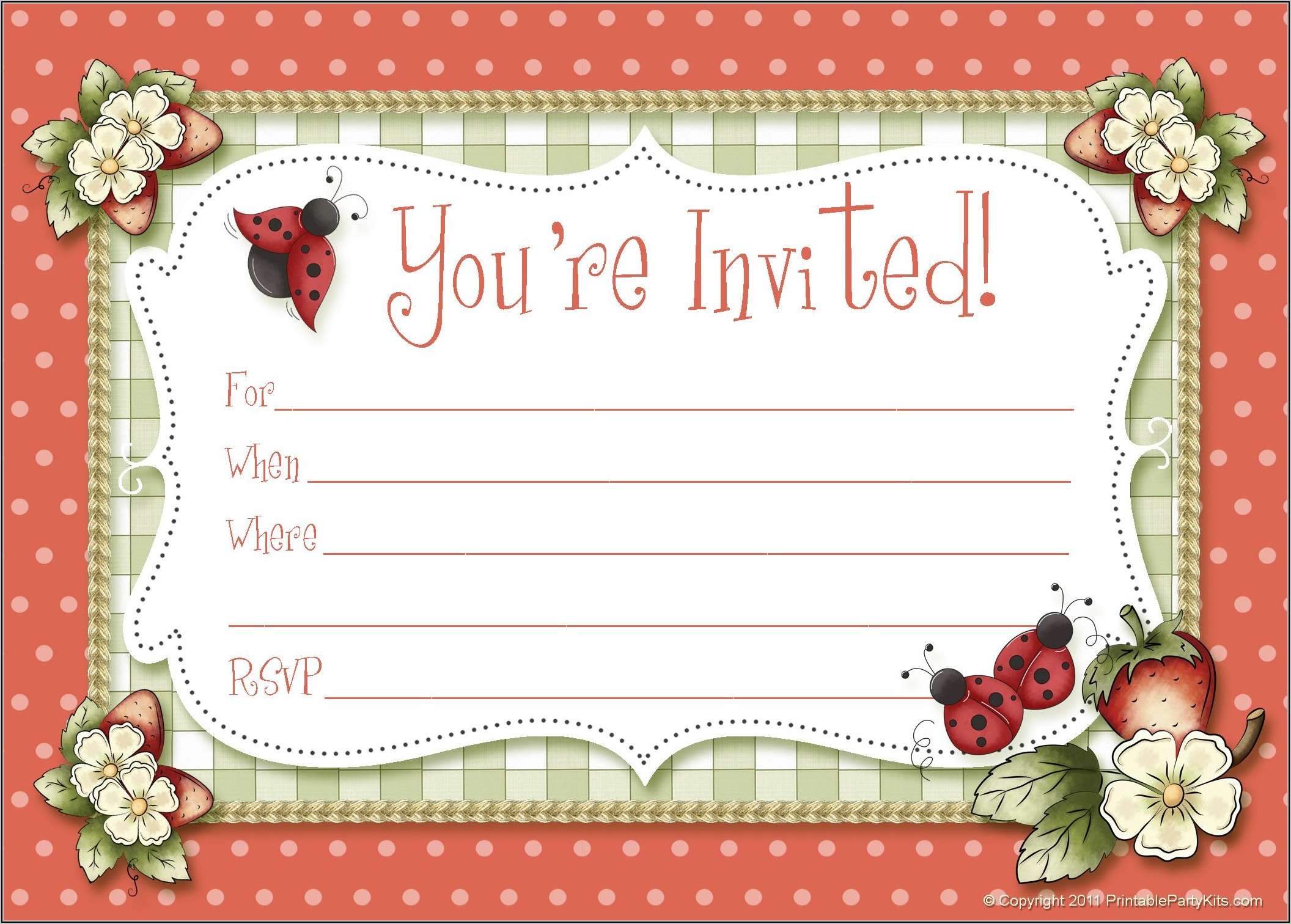 Ladybug Party Invitations Template