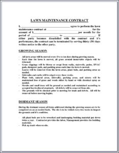 Lawn Maintenance Contract Examples
