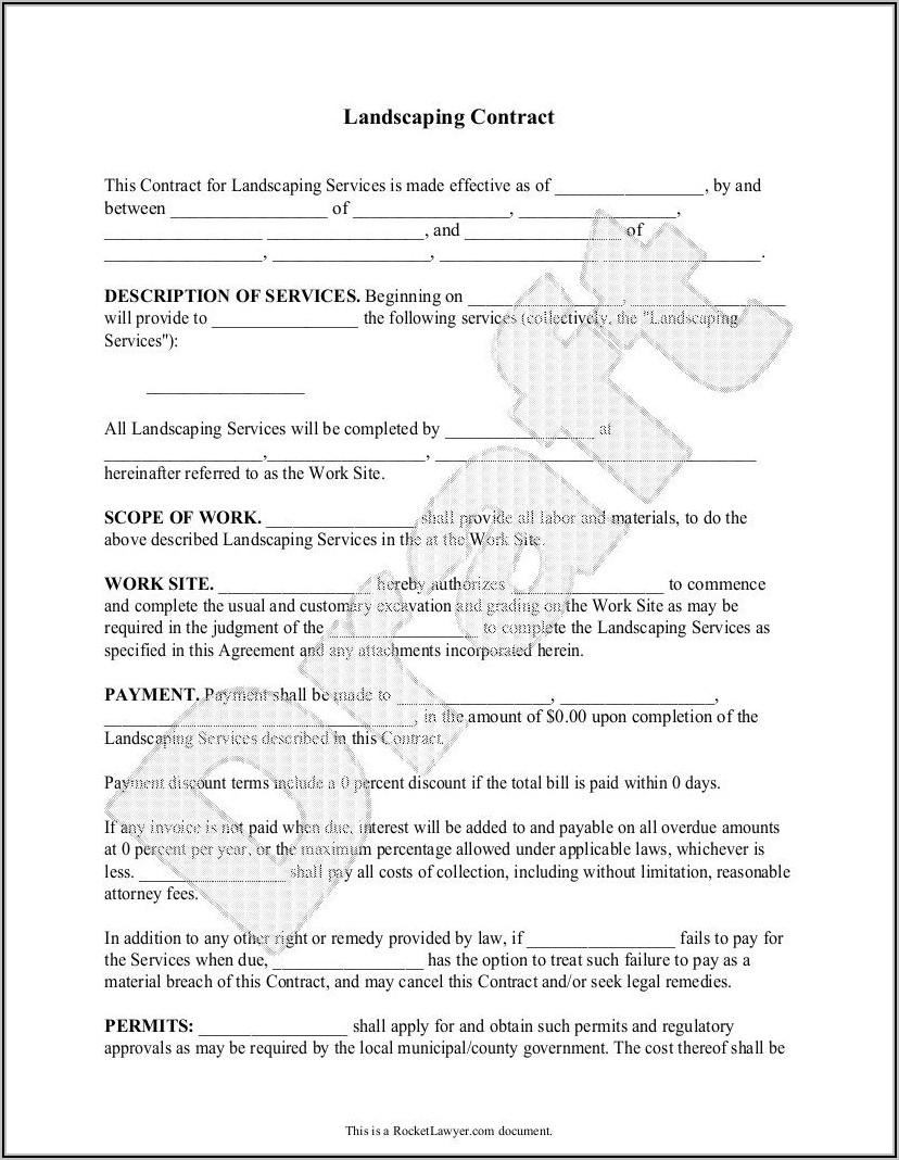 Lawn Maintenance Contract Template Free