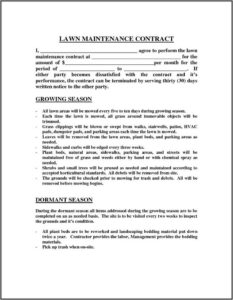 Lawn Service Contract Template Download