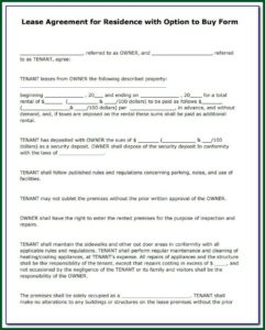 Lease Purchase Option Agreement Form