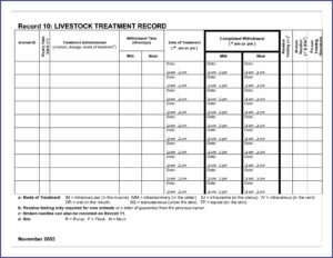 Livestock Record Keeping Template
