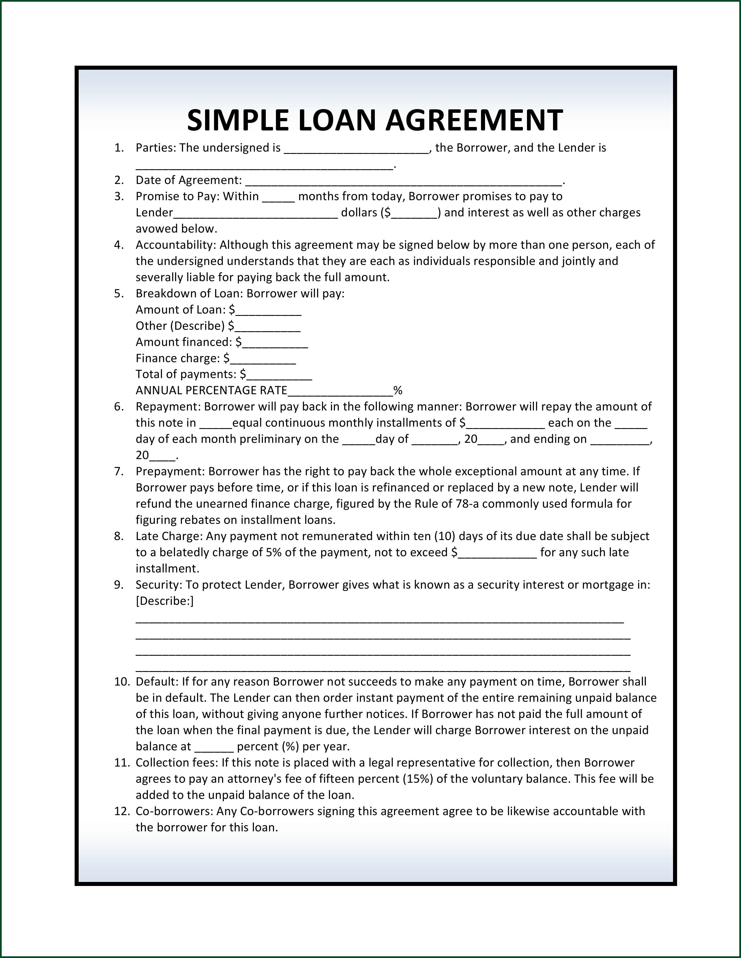 Loan Agreement Form Free Download