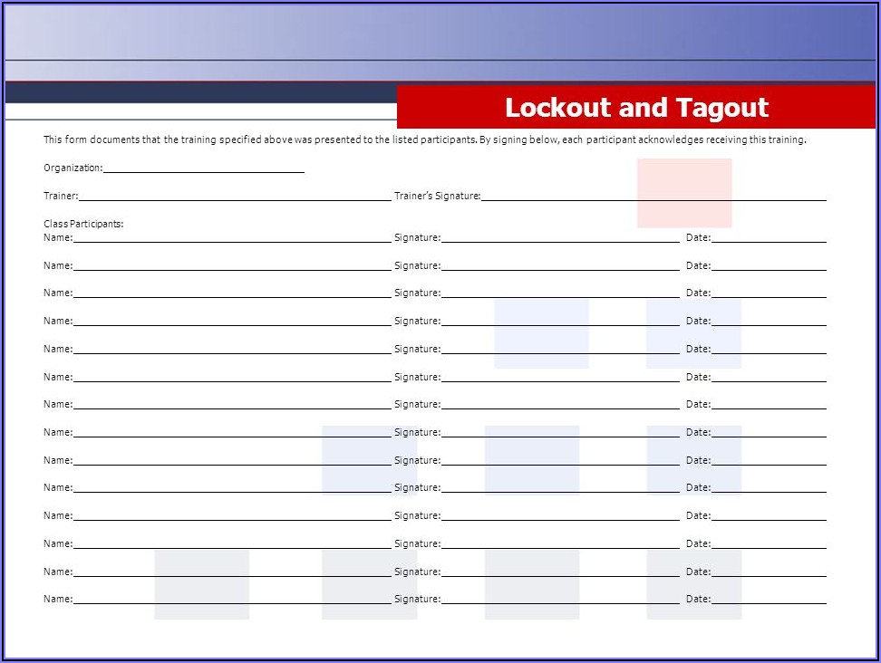 Lock Out Tag Out Procedure Template Nz