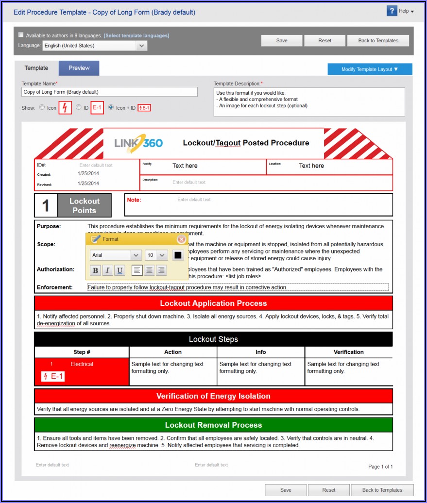 Lockout Tagout Procedure Template Free