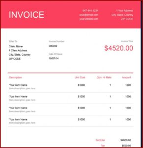 Makeup Invoice Template Free