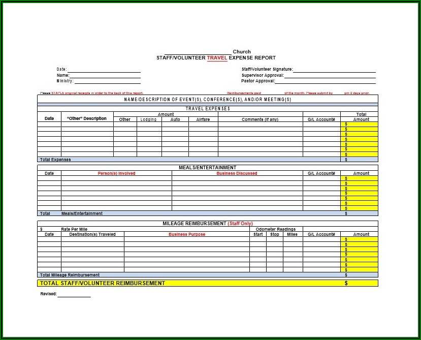 Mileage Report Forms Template