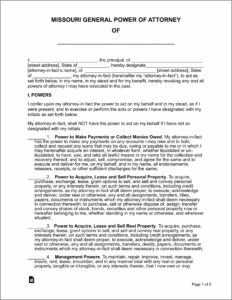 Missouri Financial Power Of Attorney Template