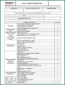Motor Vehicle Safety Inspection Form