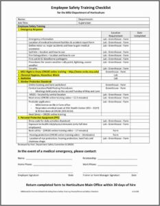 New Employee Training Checklist Template Excel