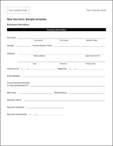 New Hire Payroll Checklist Template