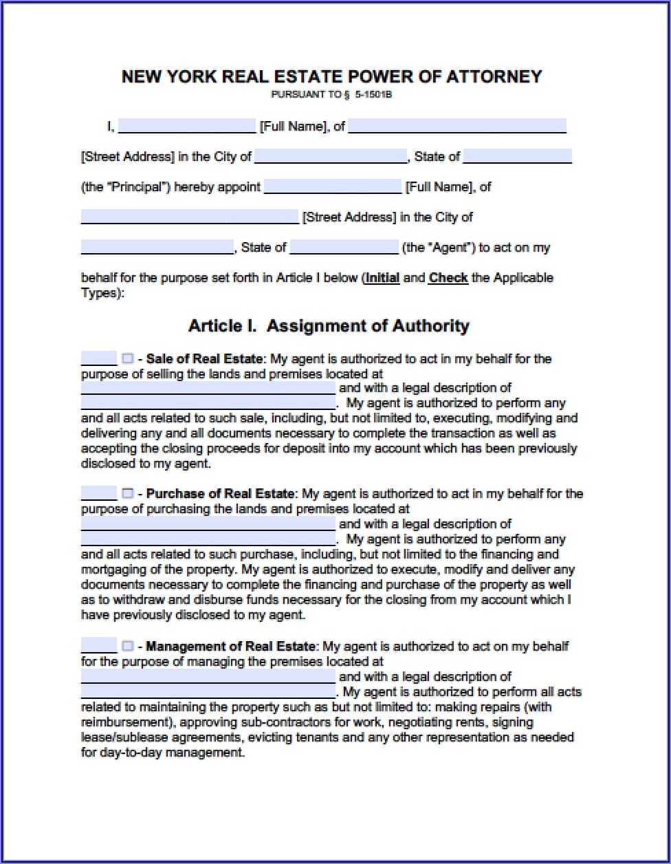 New York Durable Power Of Attorney Form 2021
