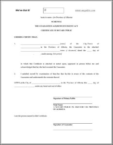 Notarial Certificate Form Alberta