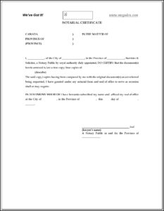 Notarial Certificate Format In India