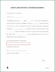 Notary Certification Form Maryland