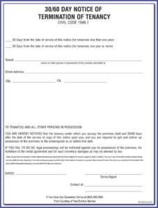 Notice To Vacate California Form