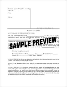 Oklahoma Warranty Deed Form Free Download