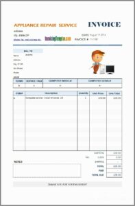 Pc Repair Receipt Template