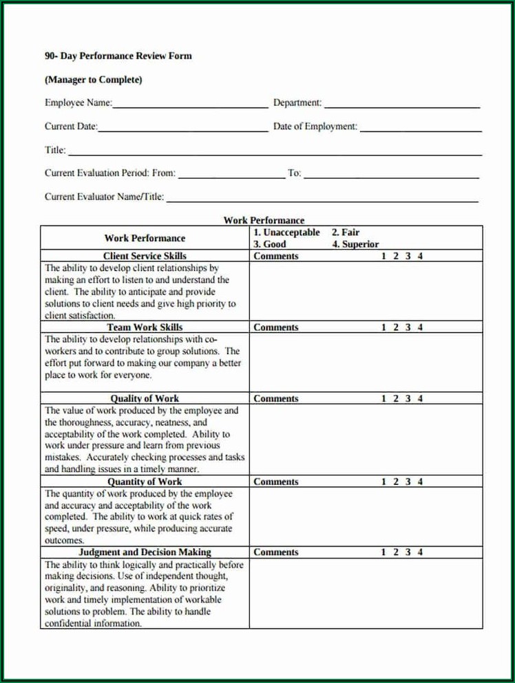 Performance Review Form Templates