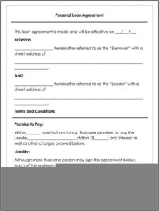 Personal Loan Agreement Template Free Download