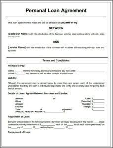 Personal Loan Agreement Template Free Download Uk