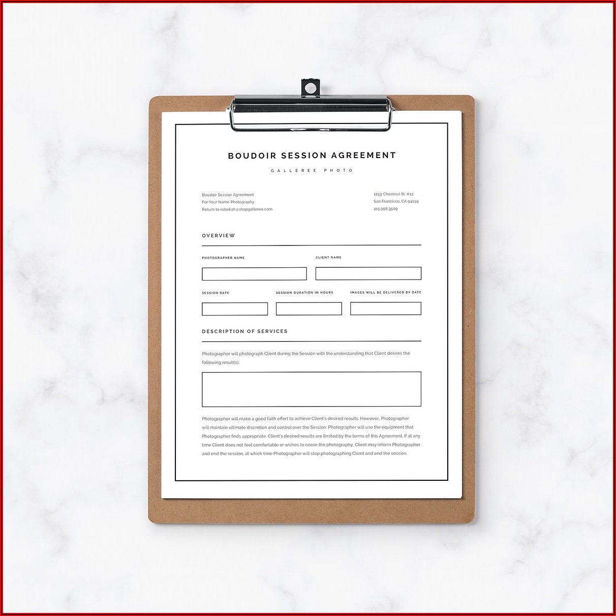 Photography Contracts Templates