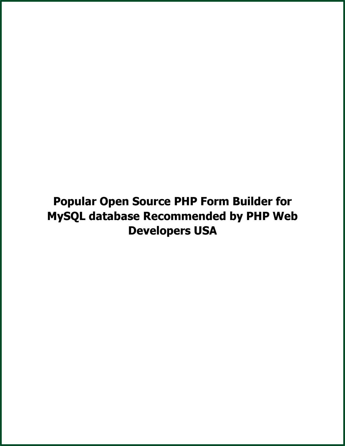 Php Mysql Form Generator Open Source