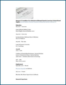 Physician Resume Sample Template