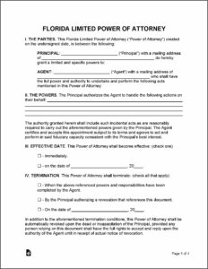 Power Of Attorney Example Word