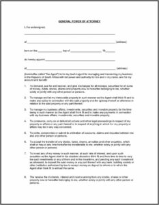 Power Of Attorney Template Word South Africa