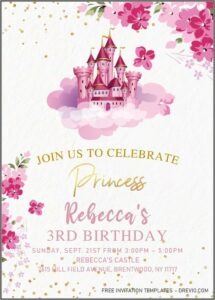 Princess 1st Birthday Invitation Template