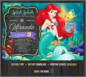 Princess Ariel Birthday Invitation Template