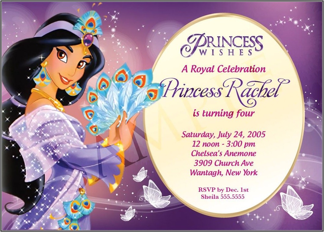 Princess Jasmine Birthday Invitation Template