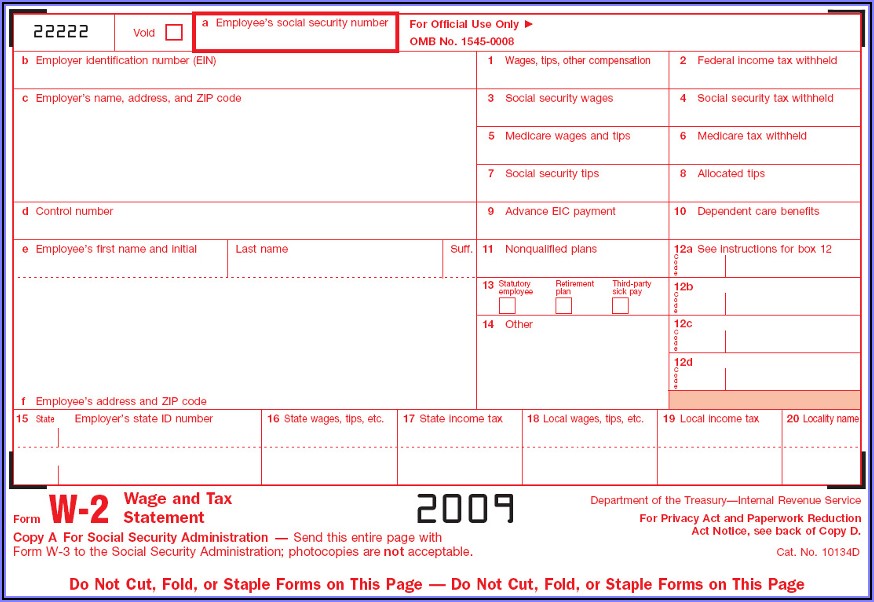 Print W2 Form From Irs