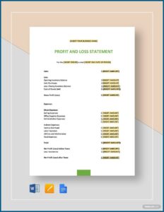 Profit And Loss Statement Template Pdf Free