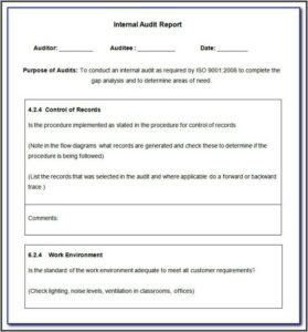 Qms Internal Audit Template