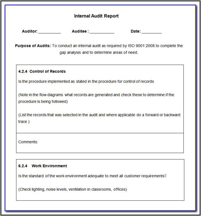 Qms Internal Audit Template
