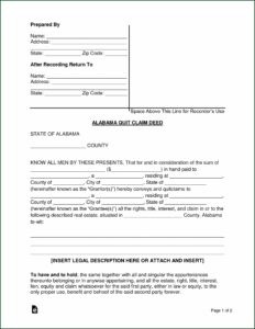 Quit Claim Deed Forms In Alabama