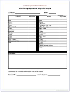 Rental Inspection Checklist Template South Africa
