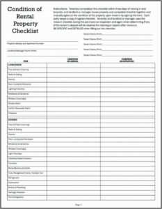 Rental Walkthrough Checklist Template