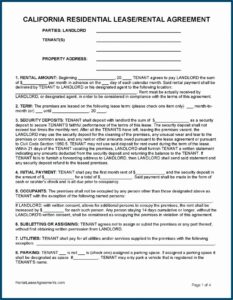 Residential Lease Agreement Template Ontario Free