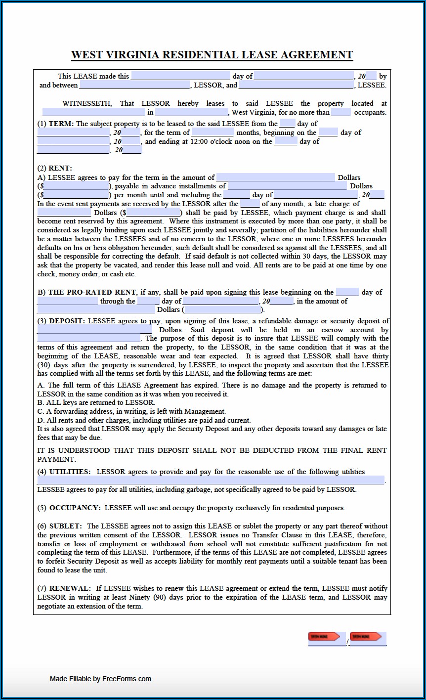 Residential Lease Agreement Template Virginia Free