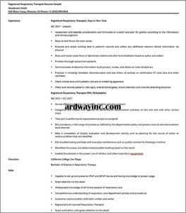 Respiratory Therapist Resume Sample