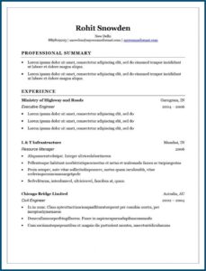 Resume Template Word Format Free Download
