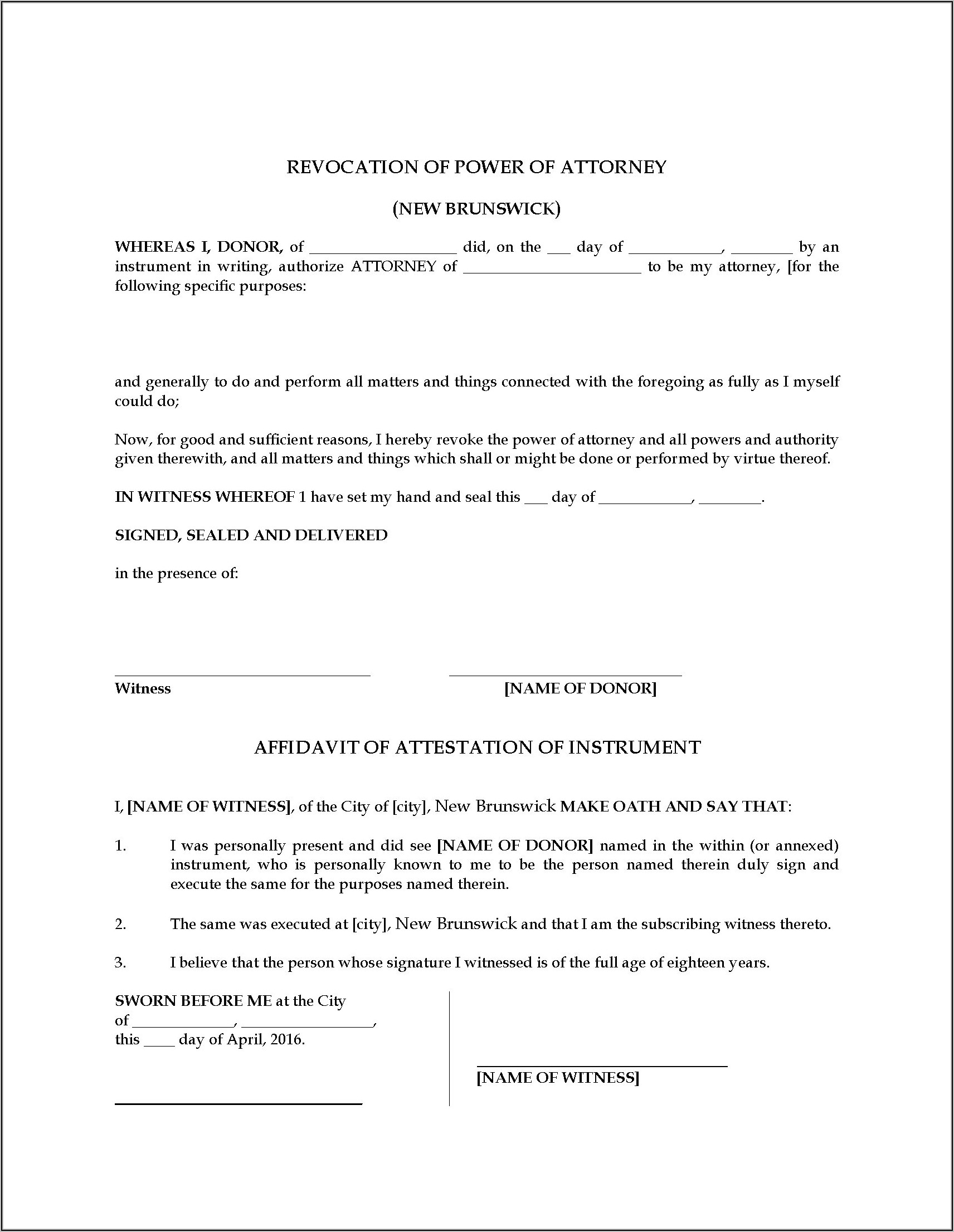 Revocation Of Power Of Attorney Forms