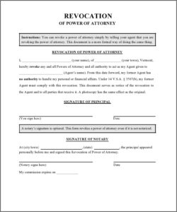 Revocation Of Special Power Of Attorney Format