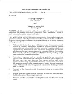 Royalty Split Agreement Template